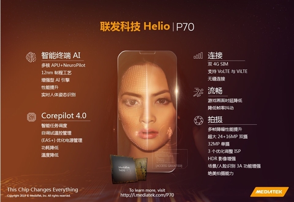 联发科Helio P70芯片正式发布：效能提升13%